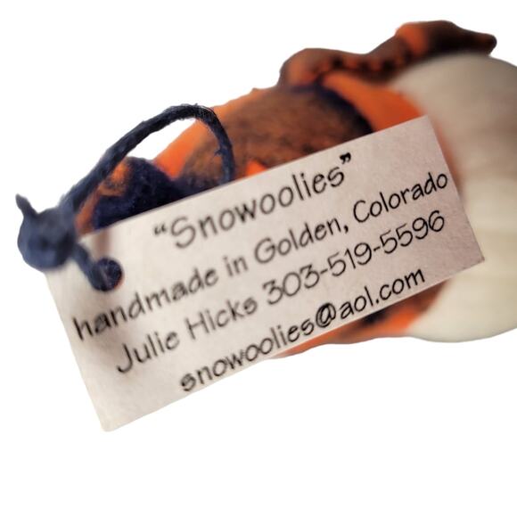 Snowoolies Denver Broncos Snowman Ornament 5" Felt Football Theme - Picture 6 of 9